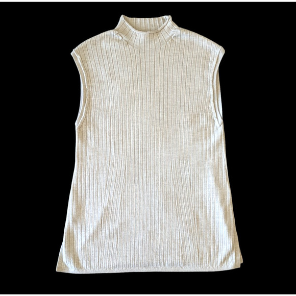 Banana Republic Sweaters - Banana Republic Heather Oatmeal Beige Ribbed Merino Mock Neck Tank Size Large
